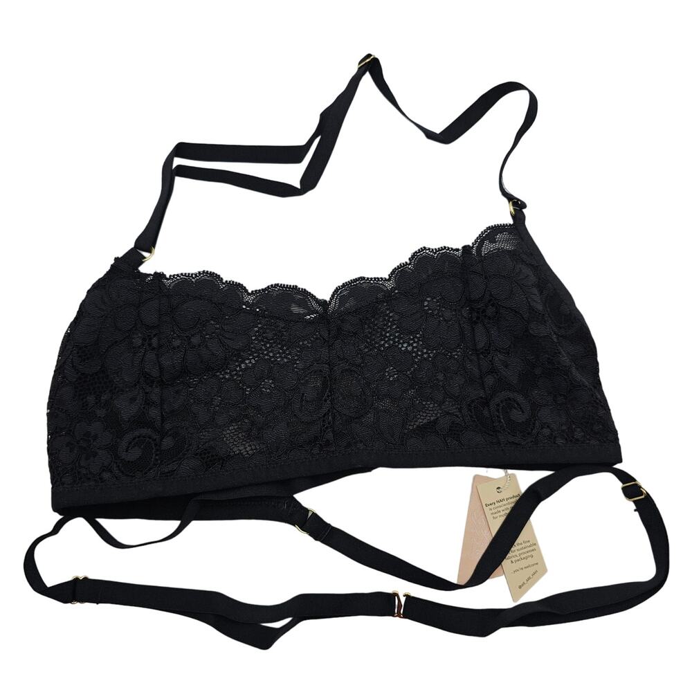 Free people We Are HAH Womans size S Don't Cross Me Halter Bralette Black NEW